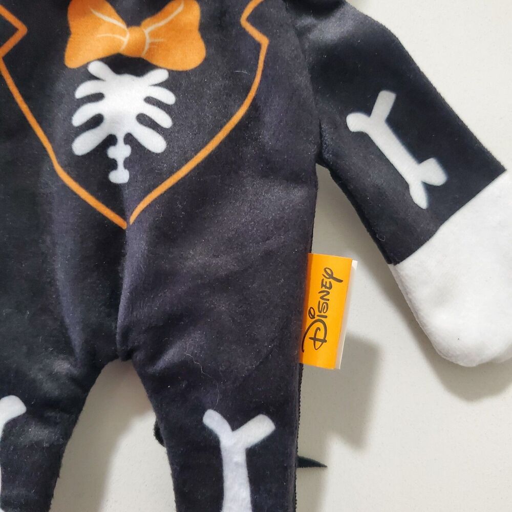DISNEY MICKEY MOUSE PLUSH HALLOWEEN  DOG TOY BLACK TRICK OR TREAT SKELETON - Picture 3 of 5